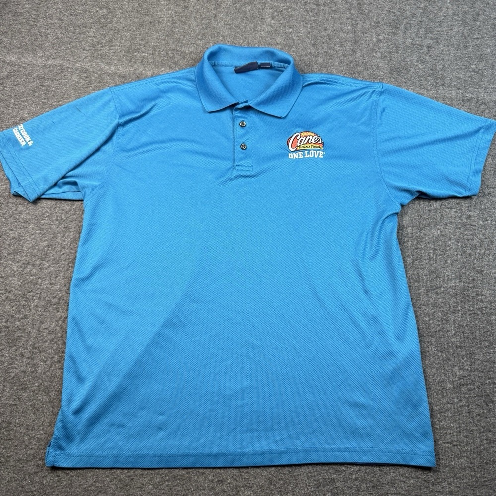 Raising Cane Polo Shirt Mens XL Blue Fry Cook Cashier Uniform Work Employee
